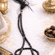 Medium Size Premium 99 Beads Crystal Tasbeeh - Black