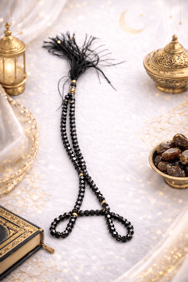 Medium Size Premium 99 Beads Crystal Tasbeeh - Black Medium Size Premium 99 Beads Crystal Tasbeeh - Black