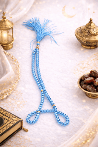 Medium Size Premium 99 Beads Crystal Tasbeeh - Blue