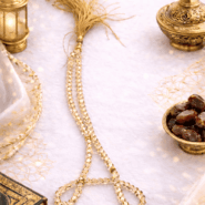 Medium Size Premium 99 Beads Crystal Tasbeeh - Golden