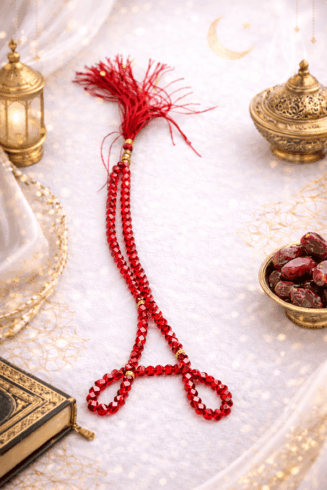 Medium Size Premium 99 Beads Crystal Tasbeeh - Red