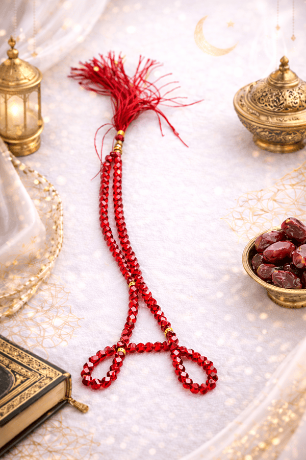 Medium Size Premium 99 Beads Crystal Tasbeeh - Red Medium Size Premium 99 Beads Crystal Tasbeeh - Red