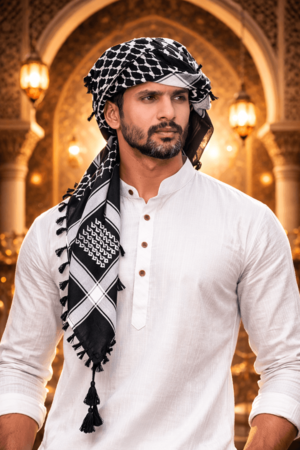 Arabic Scarf, Mushajara, Shemagh - Economic - Black Arabic Scarf, Mushajara, Shemagh - Economic - Black