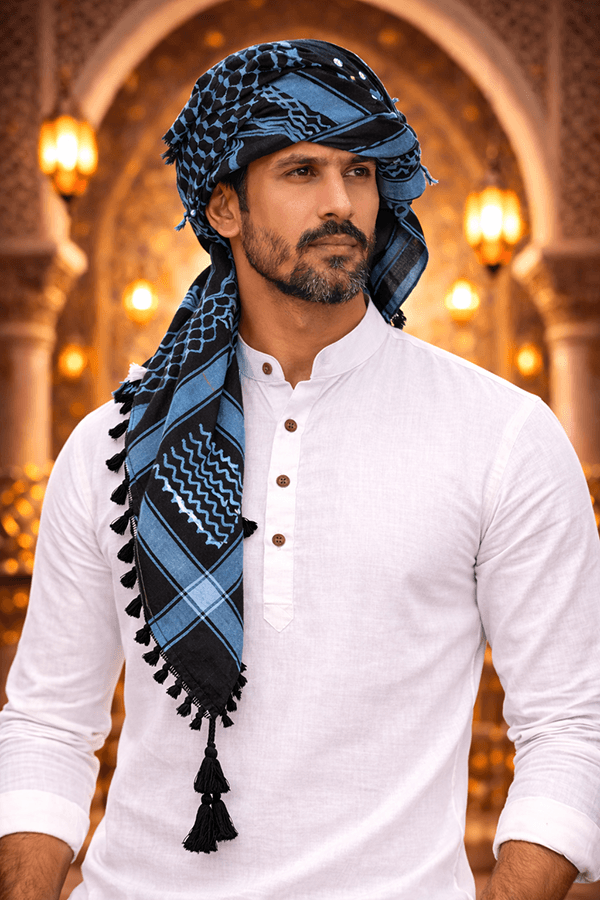 Arabic Scarf, Mushajara, Shemagh - Economic - Blue Arabic Scarf, Mushajara, Shemagh - Economic - Blue