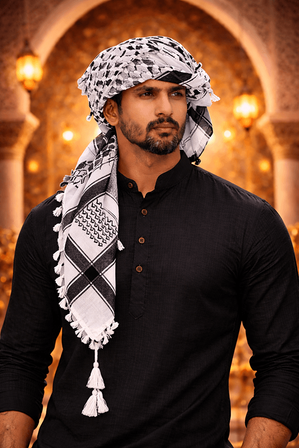 Arabic Scarf, Mushajara, Shemagh - Economic - White Arabic Scarf, Mushajara, Shemagh - Economic - White