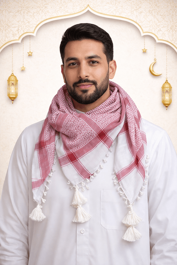 Arabic Scarf, Mushajara, Shemagh - Premium - Maroon Arabic Scarf, Mushajara, Shemagh - Premium - Maroon