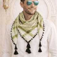 Arabic Scarf, Mushajara, Shemagh - Premium - Olive Green
