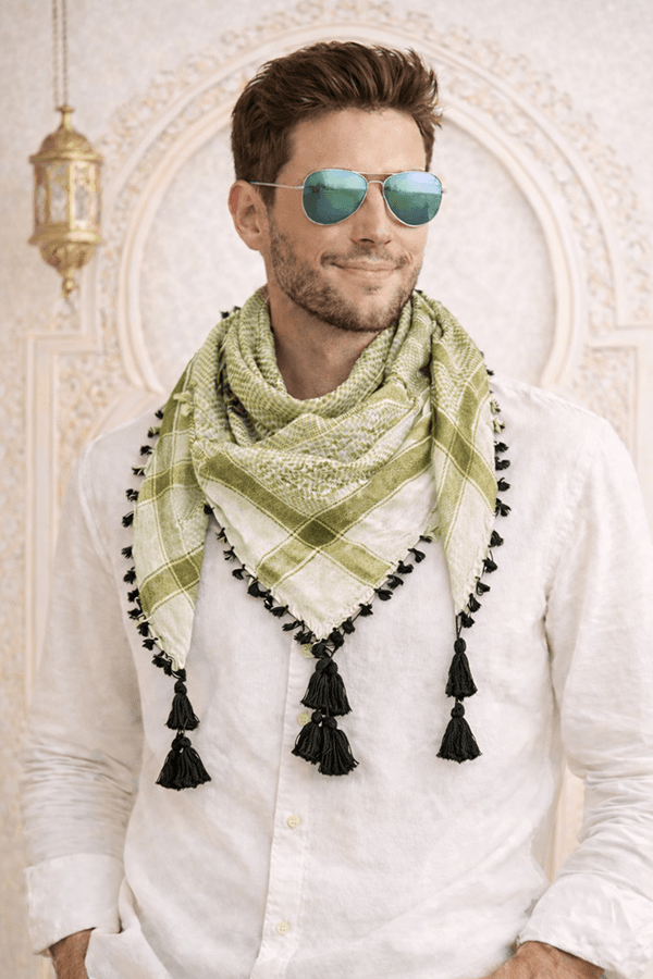Arabic Scarf, Mushajara, Shemagh - Premium - Olive Green Arabic Scarf, Mushajara, Shemagh - Premium - Olive Green