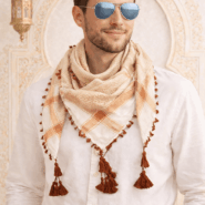 Arabic Scarf, Mushajara, Shemagh - Premium - Rusty Brown