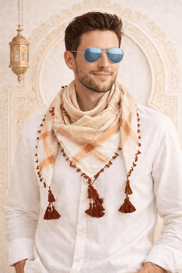 Arabic Scarf, Mushajara, Shemagh - Premium - Rusty Brown Arabic Scarf, Mushajara, Shemagh - Premium - Rusty Brown
