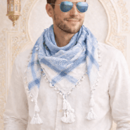 Arabic Scarf, Mushajara, Shemagh - Premium - Soft Sky Blue