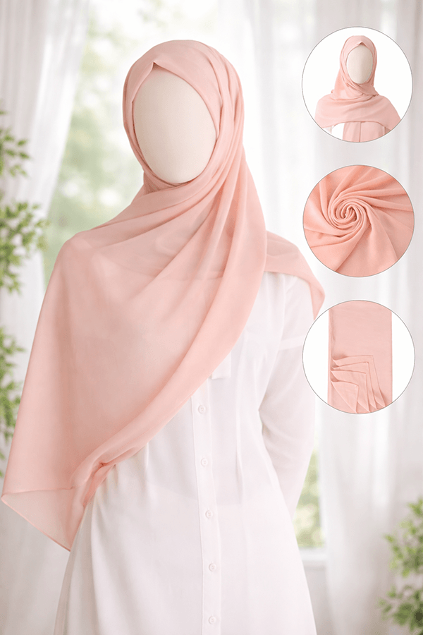 Georgette Scarf - Set 1 - Basic - Baby Pink Georgette Scarf - Set 1 - Basic - Baby Pink