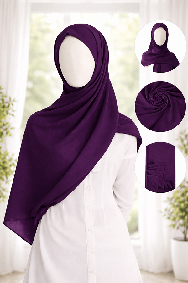 Georgette Scarf - Set 1 - Basic - Deep Plum Purple Georgette Scarf - Set 1 - Basic - Deep Plum Purple