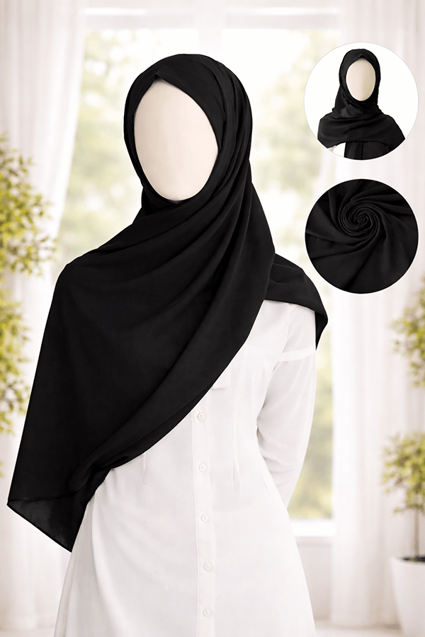 Georgette Scarf - Set 1 - Basic - Jet Black Georgette Scarf - Set 1 - Basic - Jet Black