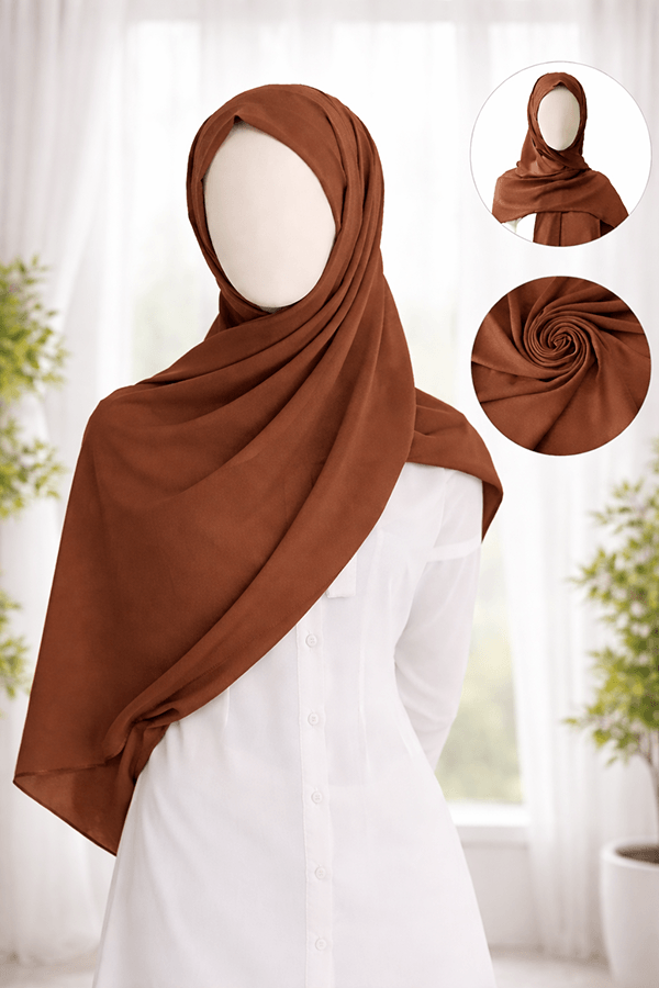 Georgette Scarf - Set 1 - Basic - Rust Brown Georgette Scarf - Set 1 - Basic - Rust Brown