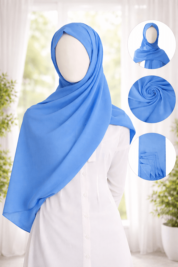Georgette Scarf - Set 1 - Basic - Sky Blue Georgette Scarf - Set 1 - Basic - Sky Blue