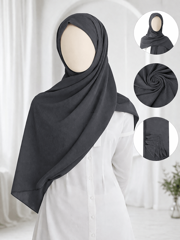 Georgette Scarf - Set 2 - Basic - Dark Charcoal Gray Georgette Scarf - Set 2 - Basic - Dark Charcoal Gray