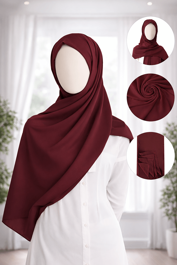 Georgette Scarf - Set 2 - Basic - Rich Maroon Georgette Scarf - Set 2 - Basic - Rich Maroon