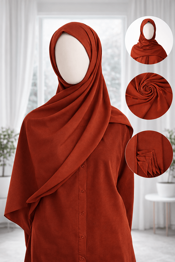 Georgette Scarf - Set 2 - Basic - Rust Red Georgette Scarf - Set 2 - Basic - Rust Red