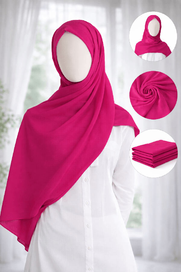Georgette Scarf - Set 3 - Basic - Magenta Rose Georgette Scarf - Set 3 - Basic - Magenta Rose